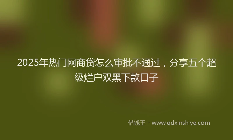 2025年热门网商贷怎么审批不通过，分享五个超级烂户双黑下款口子