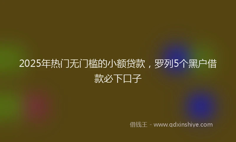 2025年热门无门槛的小额贷款，罗列5个黑户借款必下口子