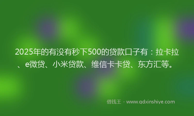 2025年的有没有秒下500的贷款口子有：拉卡拉、e微贷、小米贷款、维信卡卡贷、东方汇等。