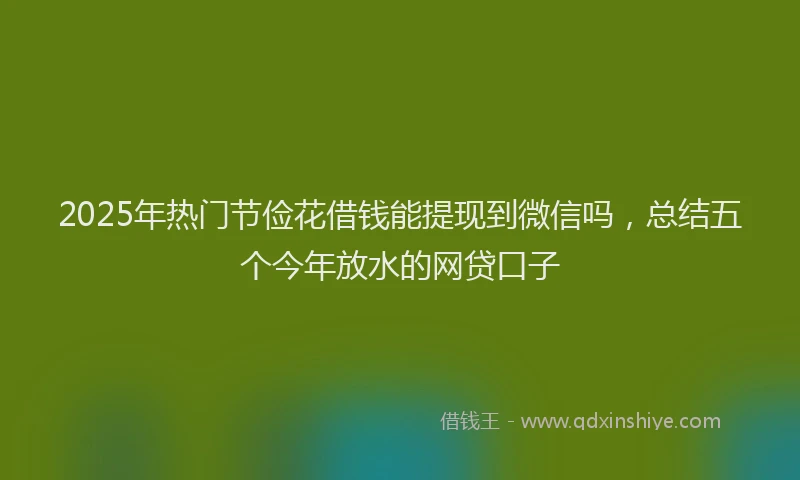 2025年热门节俭花借钱能提现到微信吗，总结五个今年放水的网贷口子