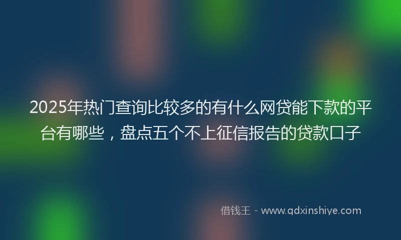 2025年热门查询比较多的有什么网贷能下款的平台有哪些，盘点五个不上征信报告的贷款口子