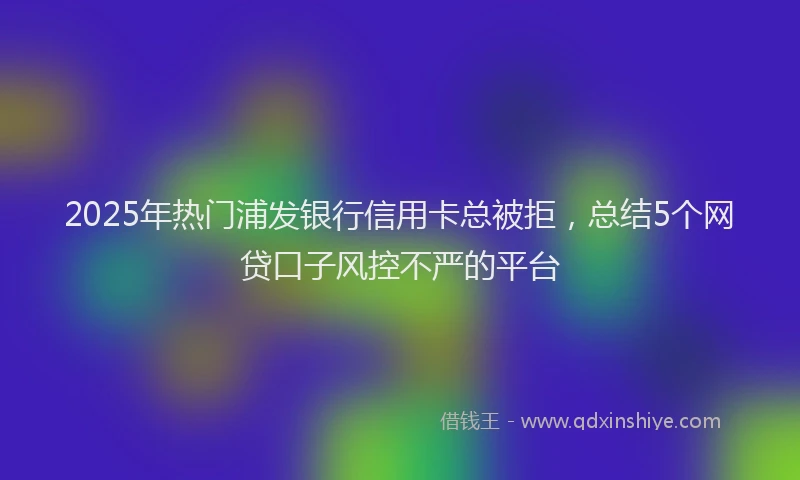2025年热门浦发银行信用卡总被拒，总结5个网贷口子风控不严的平台