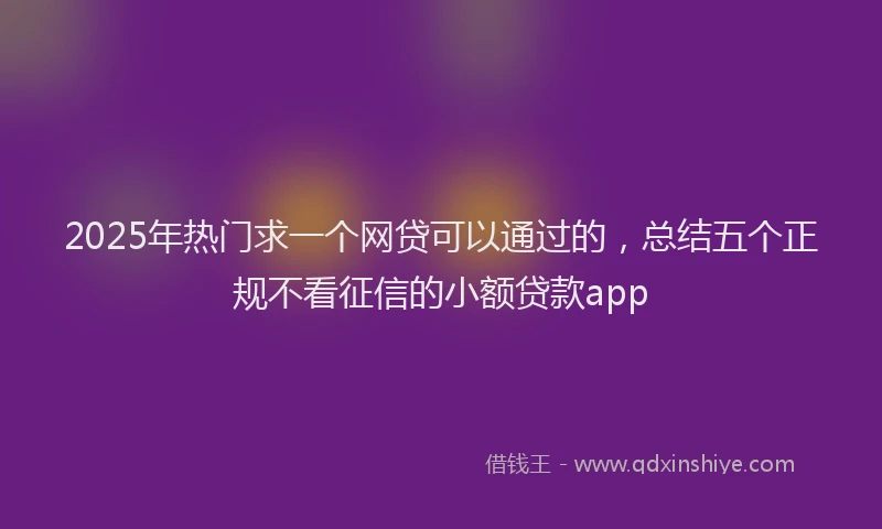 2025年热门求一个网贷可以通过的，总结五个正规不看征信的小额贷款app