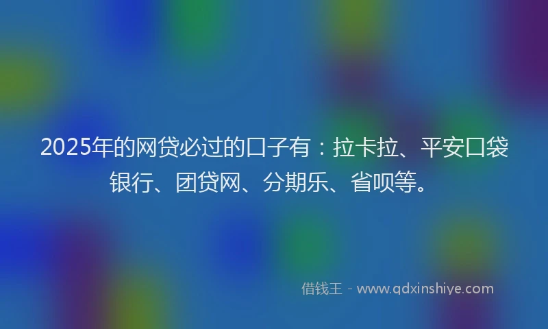 2025年的网贷必过的口子有：拉卡拉、平安口袋银行、团贷网、分期乐、省呗等。