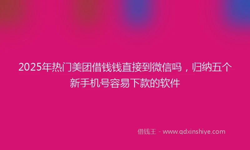 2025年热门美团借钱钱直接到微信吗，归纳五个新手机号容易下款的软件