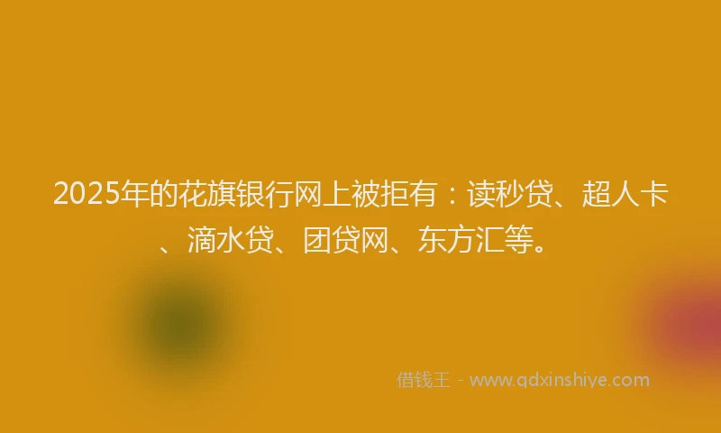 2025年的花旗银行网上被拒有：读秒贷、超人卡、滴水贷、团贷网、东方汇等。