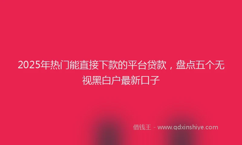 2025年热门能直接下款的平台贷款，盘点五个无视黑白户最新口子