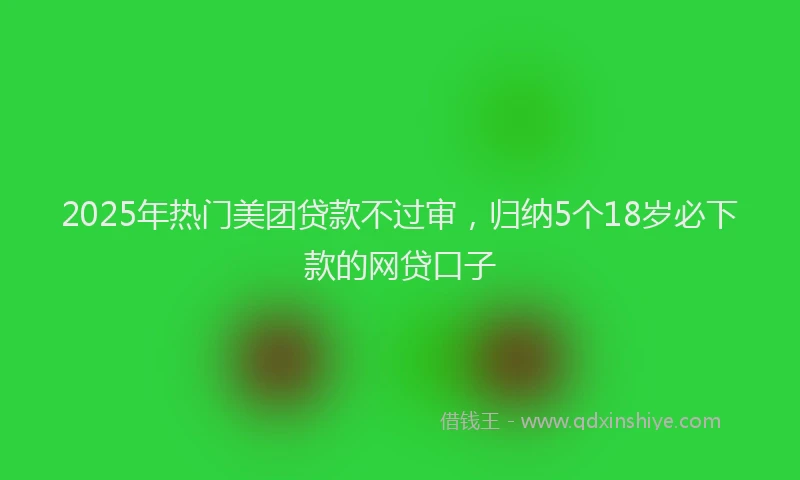 2025年热门美团贷款不过审，归纳5个18岁必下款的网贷口子