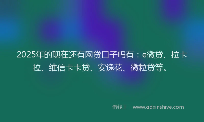 2025年的现在还有网贷口子吗有：e微贷、拉卡拉、维信卡卡贷、安逸花、微粒贷等。