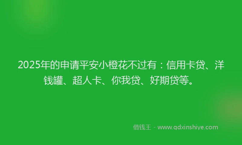 2025年的申请平安小橙花不过有：信用卡贷、洋钱罐、超人卡、你我贷、好期贷等。