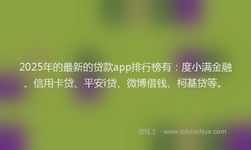 2025年的最新的贷款app排行榜有：度小满金融、信用卡贷、平安i贷、微博借钱、柯基贷等。