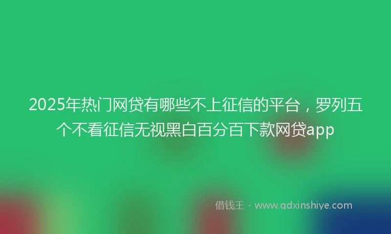 2025年热门网贷有哪些不上征信的平台，罗列五个不看征信无视黑白百分百下款网贷app