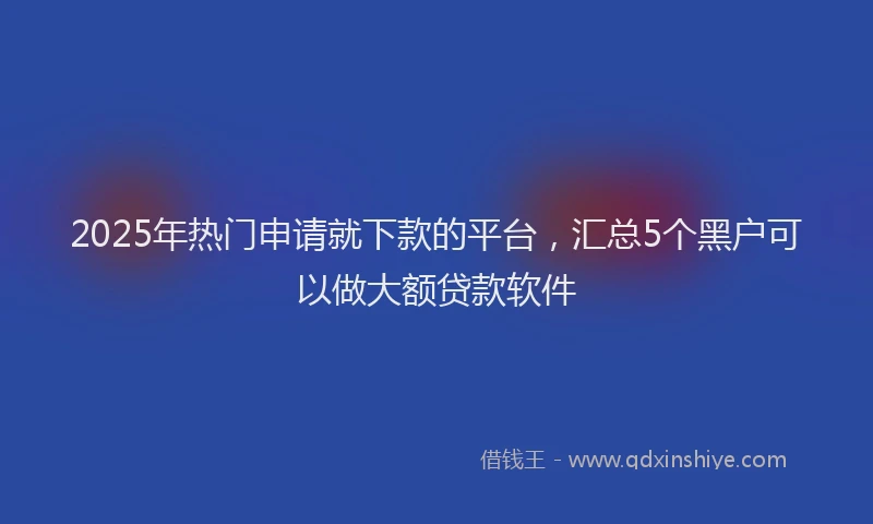 2025年热门申请就下款的平台，汇总5个黑户可以做大额贷款软件