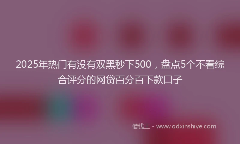 2025年热门有没有双黑秒下500，盘点5个不看综合评分的网贷百分百下款口子