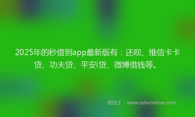 2025年的秒借到app最新版有：还呗、维信卡卡贷、功夫贷、平安i贷、微博借钱等。