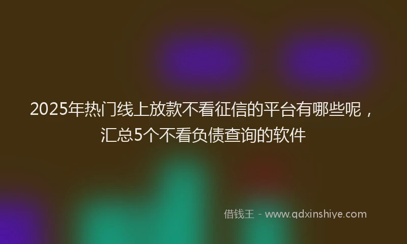 2025年热门线上放款不看征信的平台有哪些呢，汇总5个不看负债查询的软件
