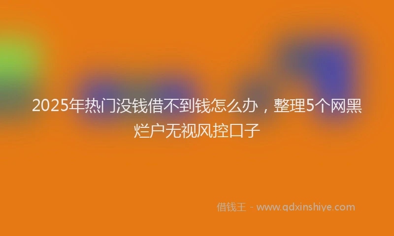 2025年热门没钱借不到钱怎么办，整理5个网黑烂户无视风控口子
