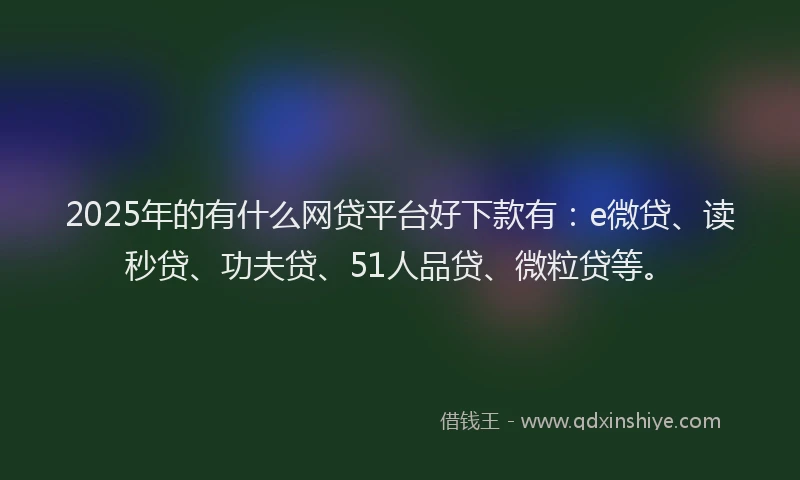 2025年的有什么网贷平台好下款有：e微贷、读秒贷、功夫贷、51人品贷、微粒贷等。