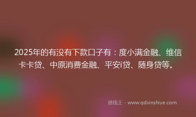2025年的有没有下款口子有：度小满金融、维信卡卡贷、中原消费金融、平安i贷、随身贷等。