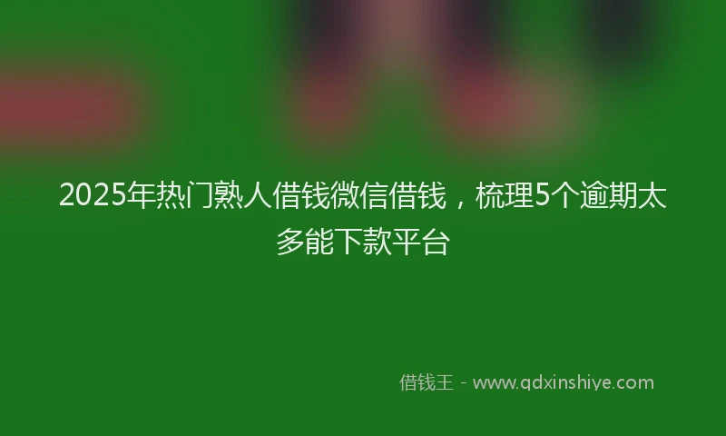 2025年热门熟人借钱微信借钱，梳理5个逾期太多能下款平台