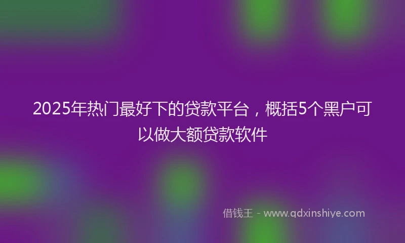 2025年热门最好下的贷款平台，概括5个黑户可以做大额贷款软件