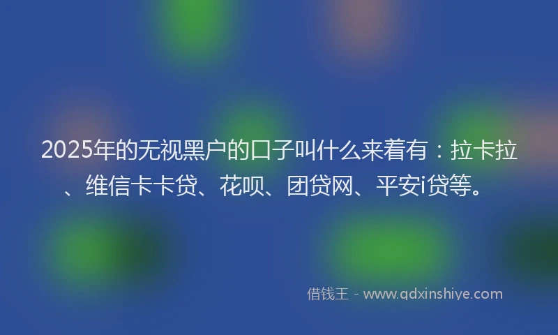 2025年的无视黑户的口子叫什么来着有：拉卡拉、维信卡卡贷、花呗、团贷网、平安i贷等。