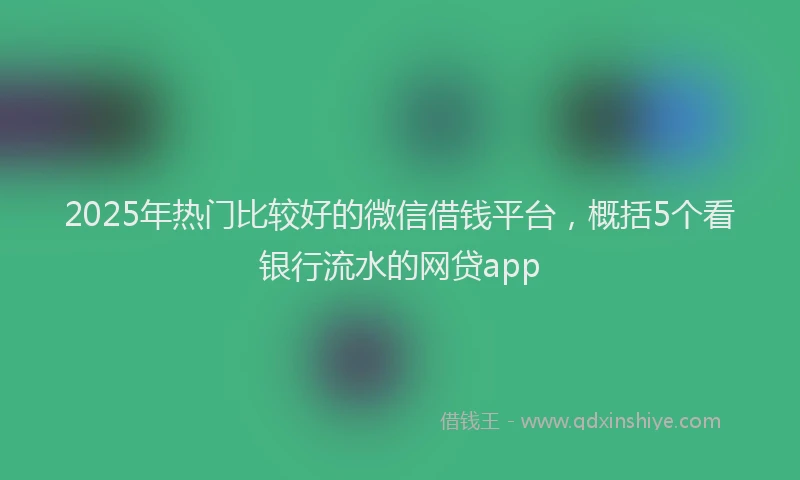 2025年热门比较好的微信借钱平台，概括5个看银行流水的网贷app