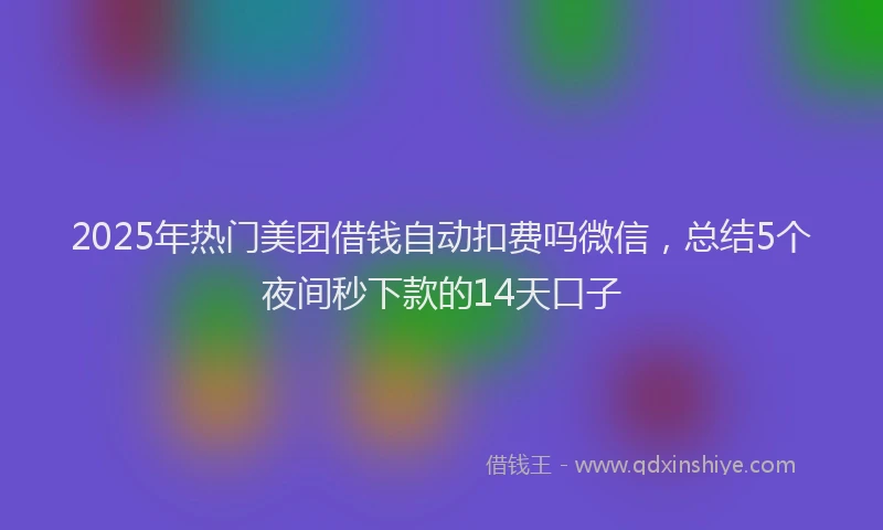 2025年热门美团借钱自动扣费吗微信，总结5个夜间秒下款的14天口子
