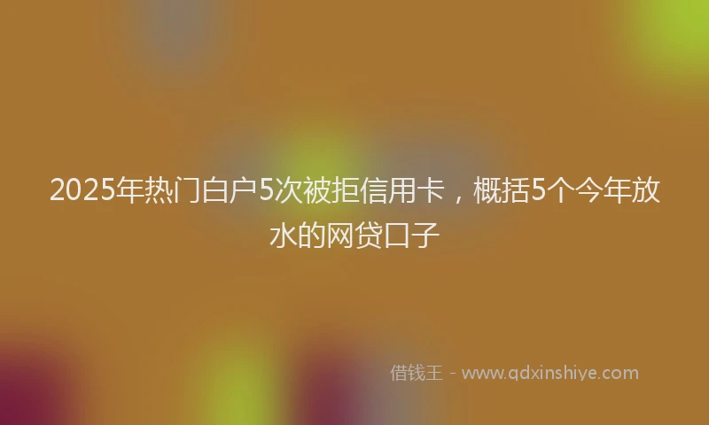 2025年热门白户5次被拒信用卡，概括5个今年放水的网贷口子