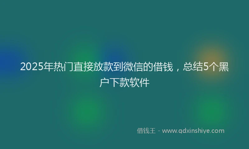 2025年热门直接放款到微信的借钱，总结5个黑户下款软件