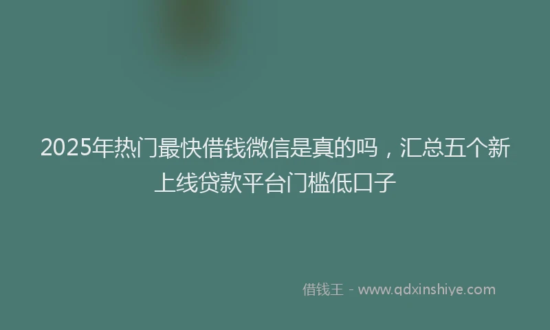 2025年热门最快借钱微信是真的吗，汇总五个新上线贷款平台门槛低口子