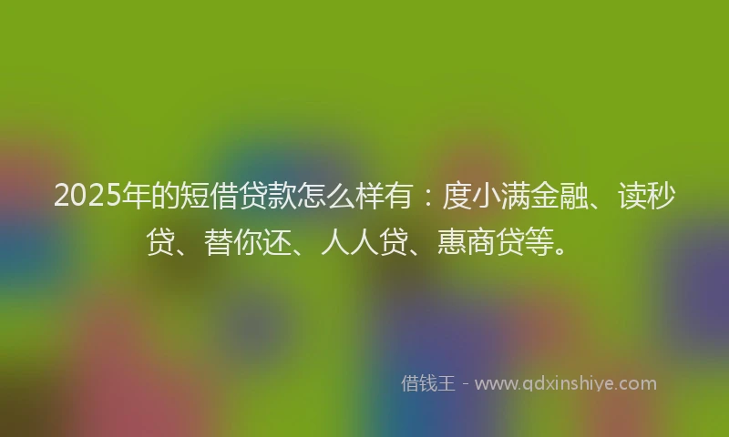 2025年的短借贷款怎么样有：度小满金融、读秒贷、替你还、人人贷、惠商贷等。
