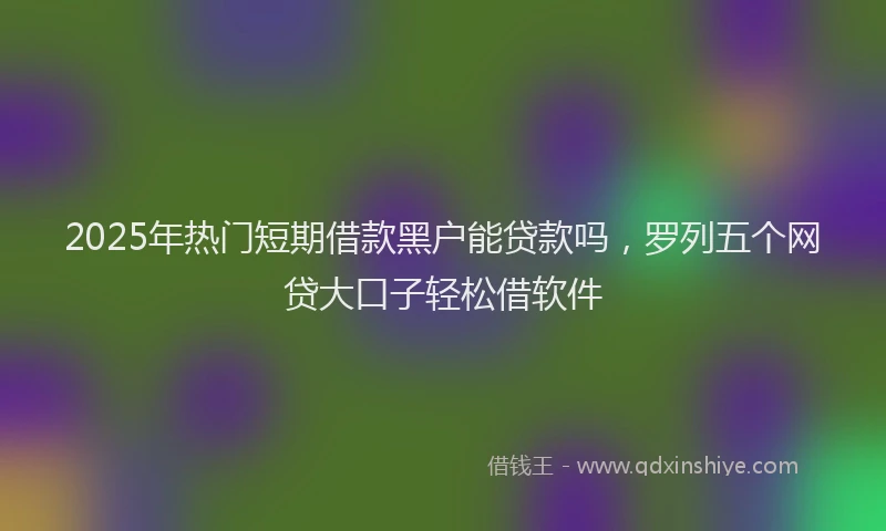 2025年热门短期借款黑户能贷款吗，罗列五个网贷大口子轻松借软件