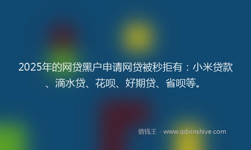 2025年的网贷黑户申请网贷被秒拒有：小米贷款、滴水贷、花呗、好期贷、省呗等。