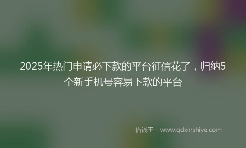 2025年热门申请必下款的平台征信花了，归纳5个新手机号容易下款的平台