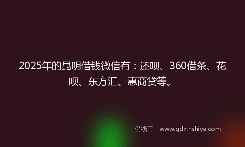 2025年的昆明借钱微信有：还呗、360借条、花呗、东方汇、惠商贷等。