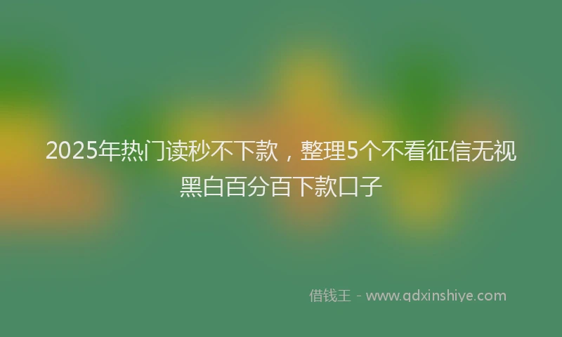 2025年热门读秒不下款，整理5个不看征信无视黑白百分百下款口子
