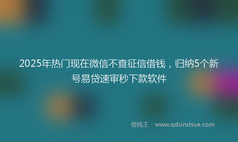 2025年热门现在微信不查征信借钱，归纳5个新号易贷速审秒下款软件