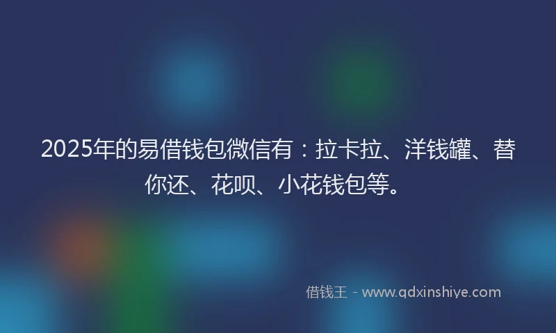 2025年的易借钱包微信有：拉卡拉、洋钱罐、替你还、花呗、小花钱包等。