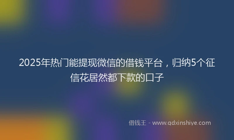 2025年热门能提现微信的借钱平台，归纳5个征信花居然都下款的口子