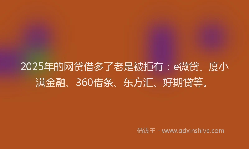 2025年的网贷借多了老是被拒有：e微贷、度小满金融、360借条、东方汇、好期贷等。