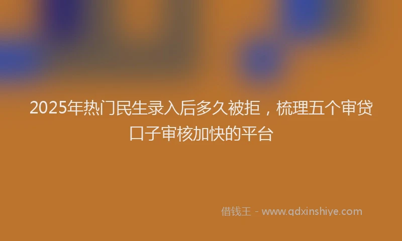 2025年热门民生录入后多久被拒，梳理五个审贷口子审核加快的平台