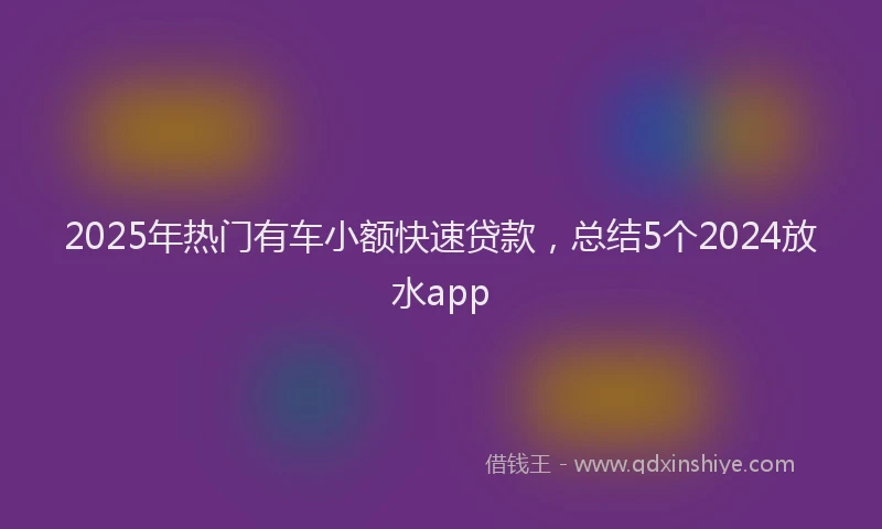 2025年热门有车小额快速贷款，总结5个2024放水app