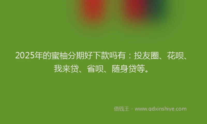2025年的蜜柚分期好下款吗有：投友圈、花呗、我来贷、省呗、随身贷等。