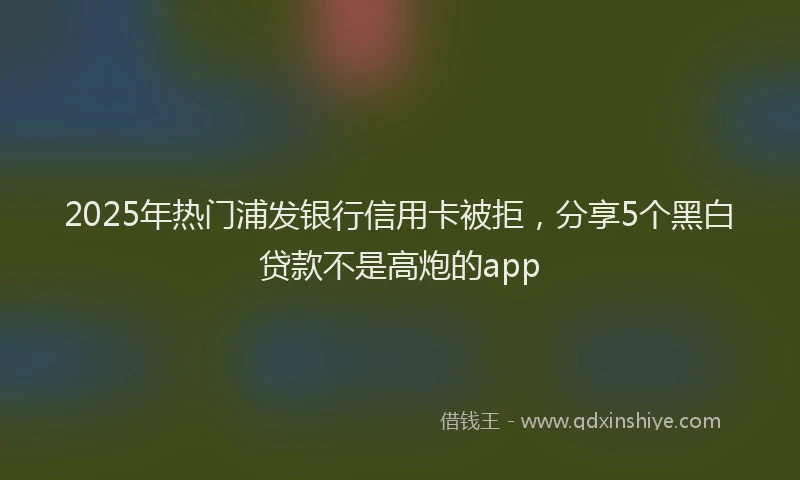 2025年热门浦发银行信用卡被拒，分享5个黑白贷款不是高炮的app