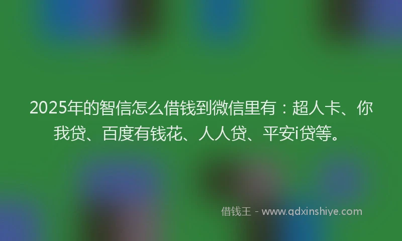 2025年的智信怎么借钱到微信里有：超人卡、你我贷、百度有钱花、人人贷、平安i贷等。