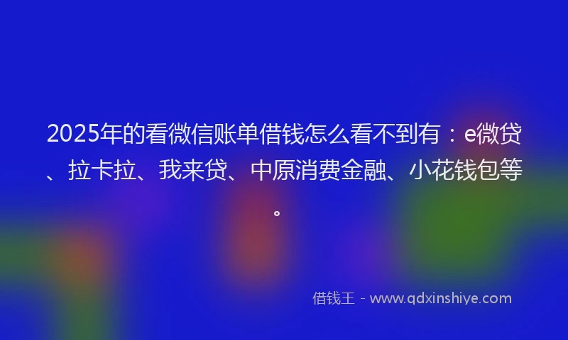 2025年的看微信账单借钱怎么看不到有：e微贷、拉卡拉、我来贷、中原消费金融、小花钱包等。