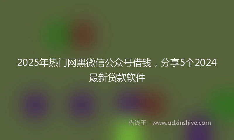 2025年热门网黑微信公众号借钱，分享5个2024最新贷款软件