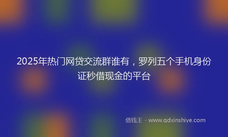 2025年热门网贷交流群谁有，罗列五个手机身份证秒借现金的平台