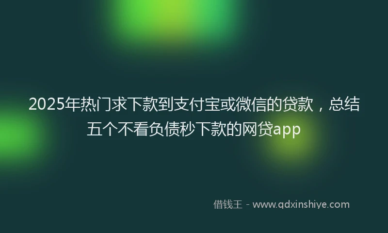2025年热门求下款到支付宝或微信的贷款，总结五个不看负债秒下款的网贷app